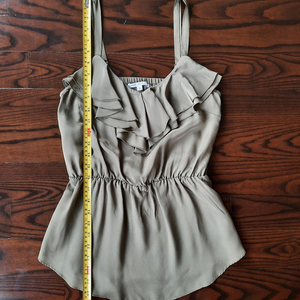 Elegant Olive Green Ruffle Top - Picture 4 of 5